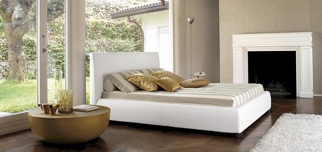 Double bed on a frame of tree studded Bloom fabric, Bonaldo