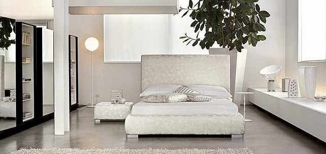 Bed double frame wood upholstered fabric Bloom Alto, Bonaldo