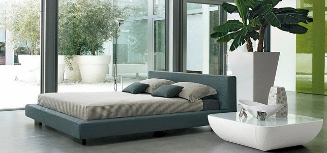 Bed double frame wood upholstered fabric Relaxin, Bonaldo