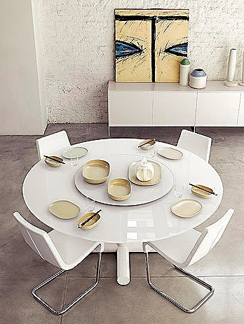 Dining table on steel frame with glass top Surfer, Bonaldo