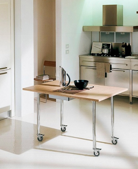 Dining table sliding on a steel frame with melamine top Flash, Bontempi Casa