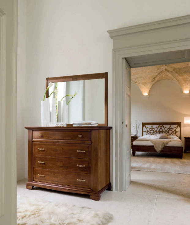 Wall mirror in rectangular frame made of wood Linden 8875J, Bruno Piombini