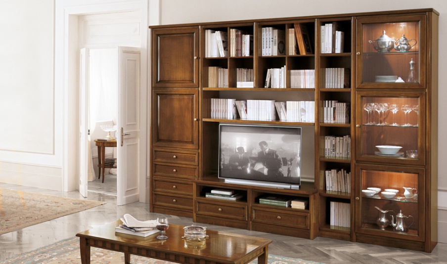 The wall of the living room on a frame of solid wood veneer Comp 11, Bruno Piombini