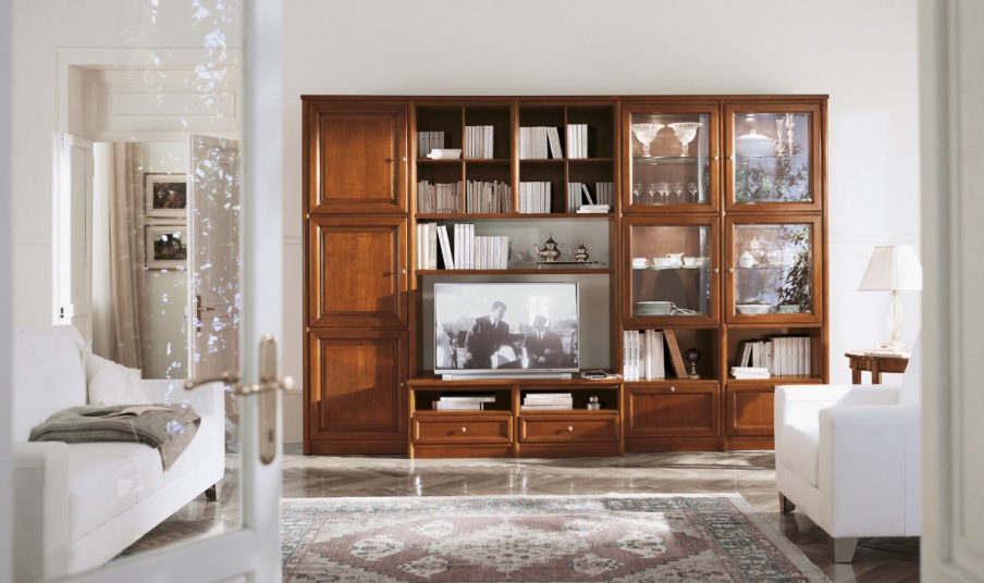 The wall of the living room on a frame of solid wood veneer Comp 20, Bruno Piombini