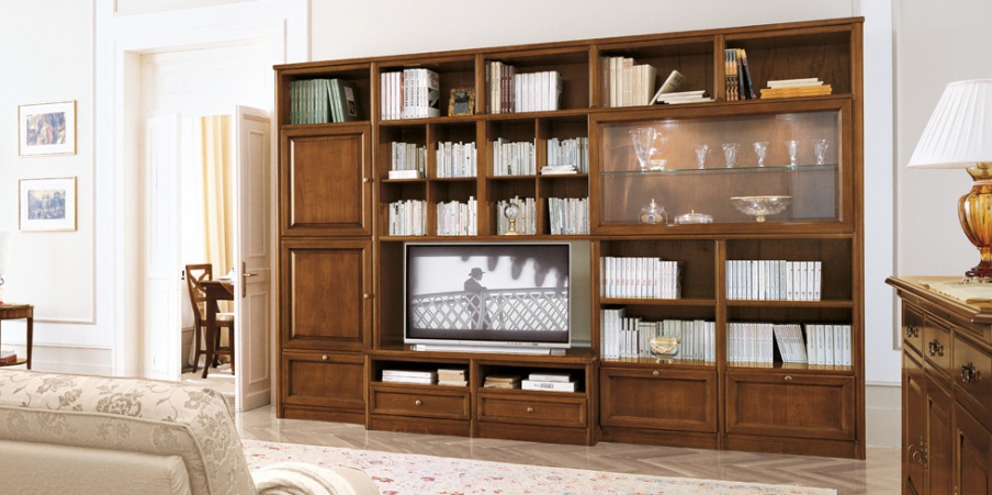 The wall of the living room on a frame of solid wood veneer Comp 21, Bruno Piombini