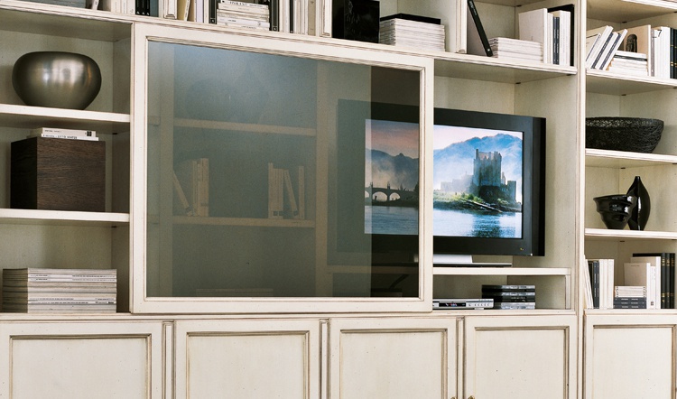 The wall of the living room on a frame of solid wood veneer Comp 43, Bruno Piombini