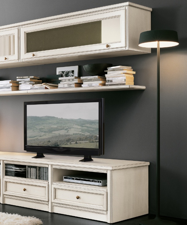 Storage system modular on a frame of solid wood veneer Comp 60, Bruno Piombini