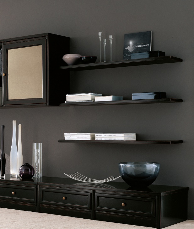 Storage system modular on a frame of solid wood veneer Comp 70, Bruno Piombini