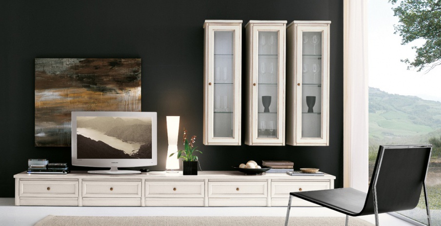 Storage system modular on a frame of solid wood veneer Comp 71, Bruno Piombini