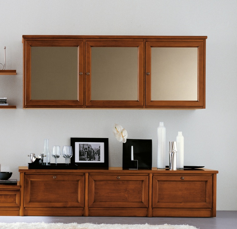 Storage system modular on a frame of solid wood veneer Comp 78, Bruno Piombini