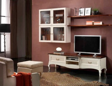 Modular system with housing made of solid wood and wood veneer finish wood Comp15, Villanova