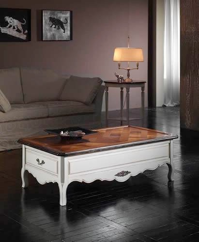 Coffee table with body in solid wood and wood veneer finish Comp26, Arcari 