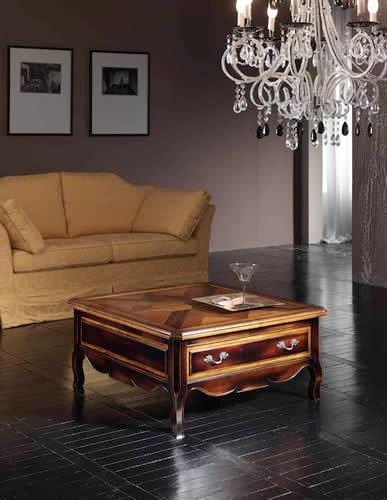 Coffee table with body in solid wood and wood veneer finish Comp28, Arcari