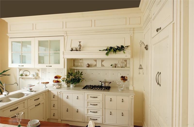 Kitchen with wooden case and marble top Florence 6, Arcari