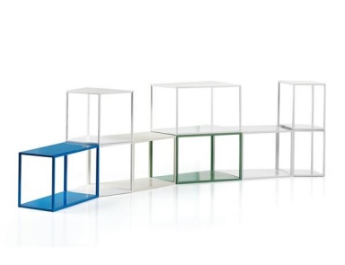 Modular bookcase with a frame made of metal, Jazz, Rattan Wood