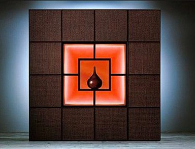 Modular system with a frame made of solid wood and wood veneer finish Bloom, Rattan Wood