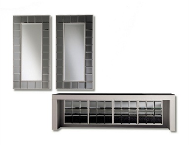 Diamond wall mirror, Rattan Wood