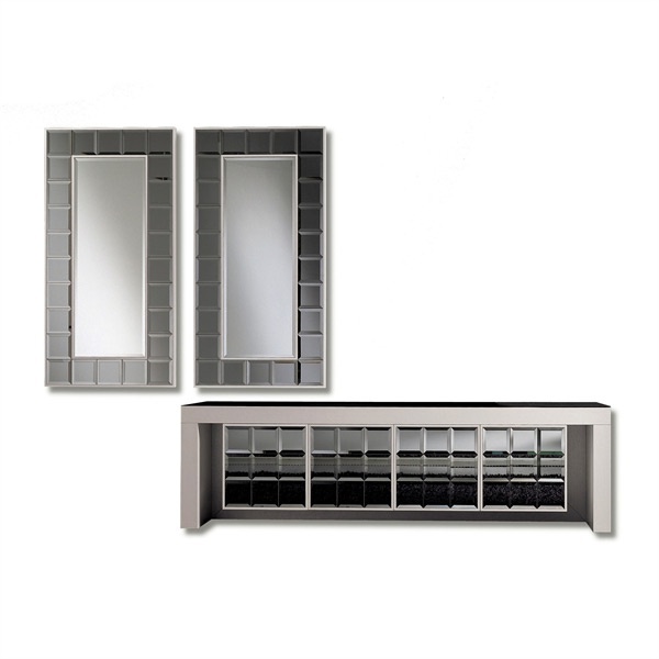 Diamond wall mirror, Rattan Wood