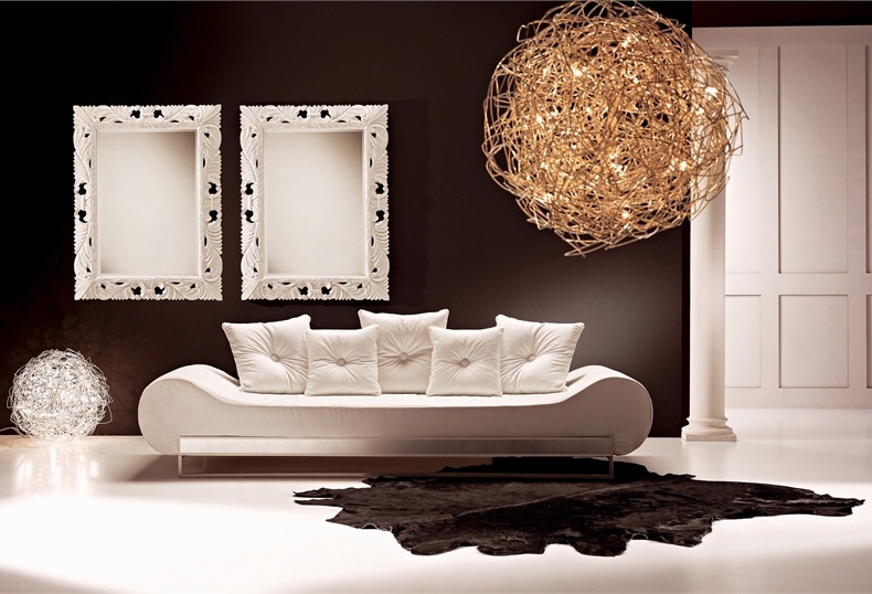 Romance wall mirror, Rattan Wood