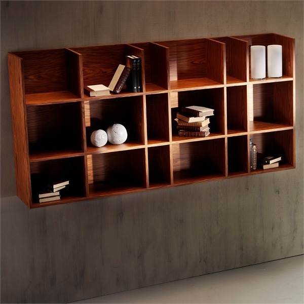 Wall-mounted rack with a frame made of solid wood Swing, Rattan Wood