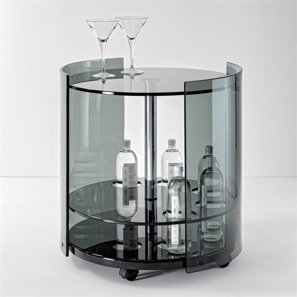 Bar table with side panels and top glass 6000 Fume, Reflex Angelo