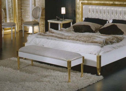 Bench bedside on the wooden frame upholstered in leather or fabric 4114/25, BTC