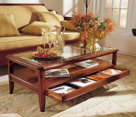 A coffee table on a frame of solid wood 4132, BTC