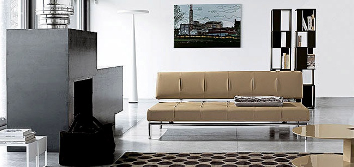 Sofa bed on the bed in stainless steel upholstered in leather or cloth Demì, Bonaldo