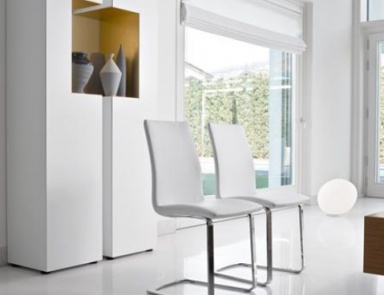 Chair in stainless steel upholstered in leather or fabric, Aria, Bonaldo