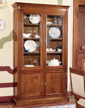 Sideboard with frame in solid cherry doors and glass D514, Moletta Mobili