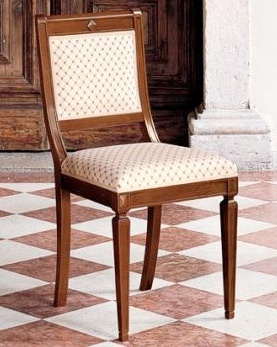 Chair with frame in solid cherry and upholstered in textile fabric D553, Moletta Mobili
