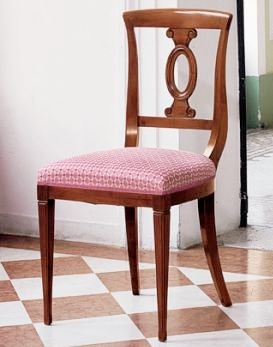 Chair with frame in solid cherry and upholstered in textile fabric D555/D556, Moletta Mobili