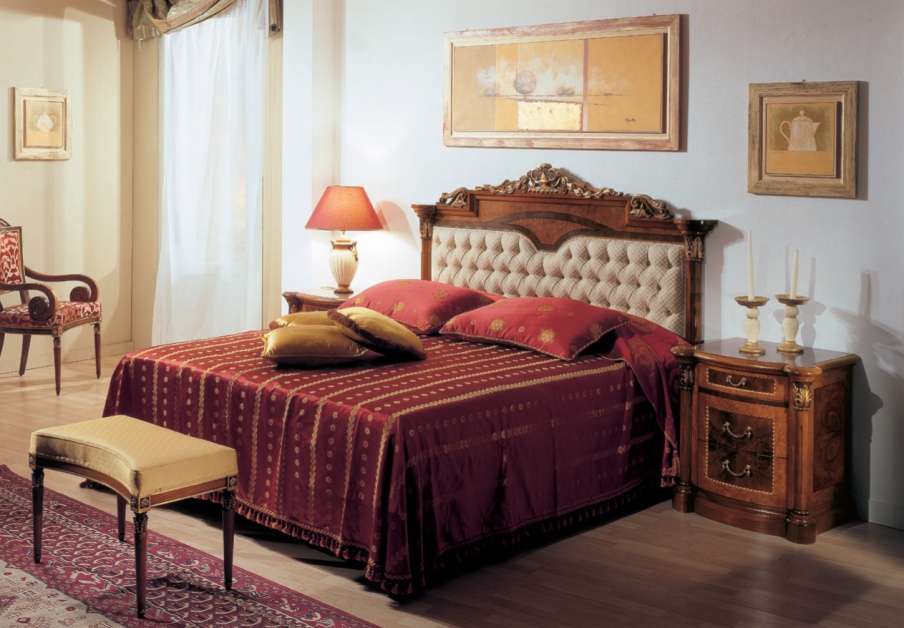 Bed upholstered in leather or textile Firenze, Bianchini