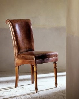 Chair with frame in solid cherry and upholstered in leather E231, Moletta Mobili