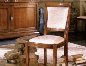 Chair with frame in solid cherry and upholstered in textile fabric F430, Moletta Mobili