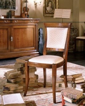 Chair with frame in solid cherry and upholstered in textile fabric F430, Moletta Mobili