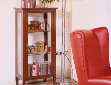 Showcase with frames made of solid Italian walnut and a door of crystal glass G114, Moletta Mobili