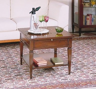Coffee table with the case of solid Italian walnut and fittings of bronze G118, Moletta Mobili