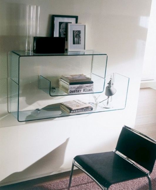 Shelf made of curved frosted glass Osaka, Bontempi Casa