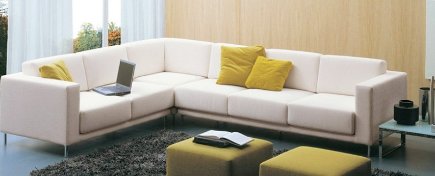 Sofa corner on a frame of solid wood upholstered in leather or fabric Parmenide, Bontempi Casa