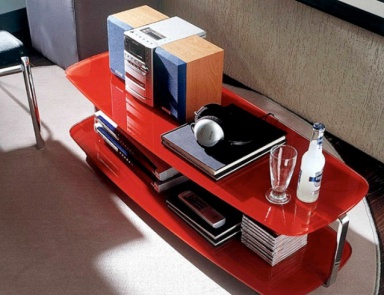 Coffee table on steel frame with glass top Plasma, Bontempi Casa