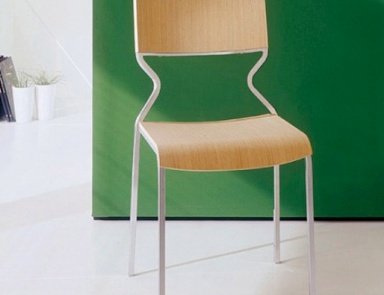 Chair on a metal frame with seat and back made of wood Poppea, Bontempi Casa