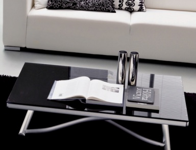 Coffee table sliding on steel frame with glass top Romeo, Bontempi Casa