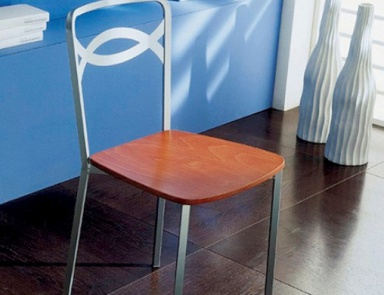Chair on a metal frame with seat made of wood Samoa, Bontempi Casa