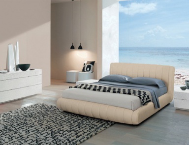 Double bed with upholstered headboard, Alf