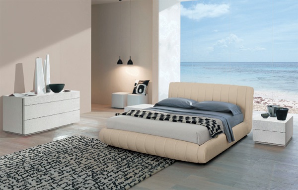Double bed with upholstered headboard, Alf