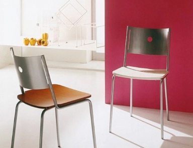 Chair on a metal frame with seat made of wood Tanita, Bontempi Casa