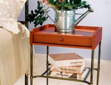 Bedside table with metal legs with a table top of beech Tiffany, Bontempi Casa