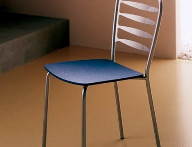 Chair on a metal frame with seat in wood Vera, Bontempi Casa
