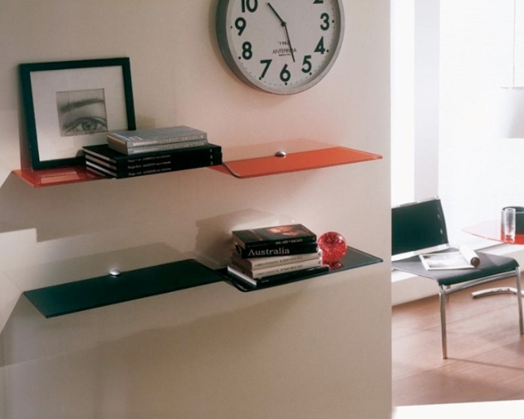 Shelf made of curved glass Wing, Bontempi Casa